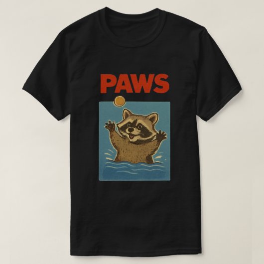 T-shirt Paws Parody Black raco Chasing Cute Scared Mouse (Design devant)