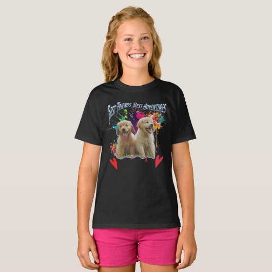 T-shirt Pawsitive Vibes Only : Deux pups, Endless Adventur (Devant entier)