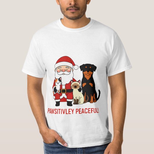 T-shirt Pawsitively Peaceful: Santa’s Serene Pet Moment (Devant)