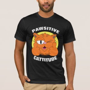 T-shirt PAWSITUDE Winking Cartoon Cat Señor Gato