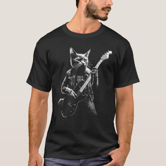 T-shirt Pawsome Rhythms Cat Playing Guitar Art (Devant)
