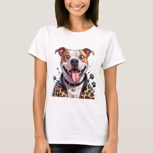 T-shirt Pawsy the Pitty : élégant et souriant (Devant)