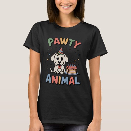 T-shirt Pawty Animal | Funny Dog Birthday Design (Devant)