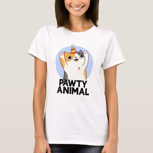 T-shirt Pawty Animal Funny Party Chat Pun (Devant)