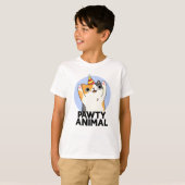 T-shirt Pawty Animal Funny Party Chat Pun (Devant entier)