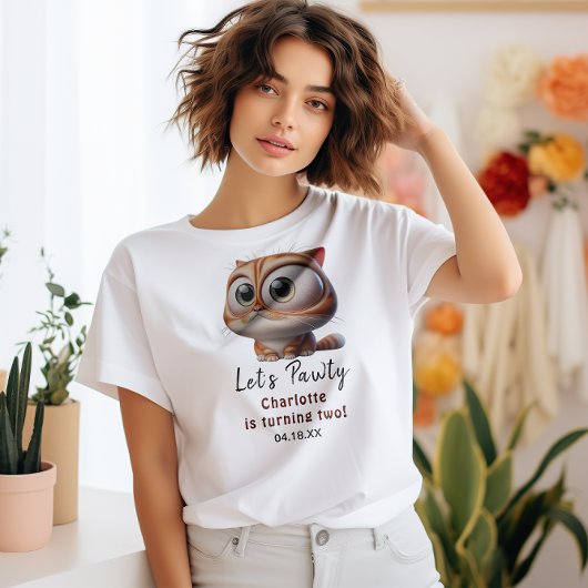 T-shirt Pawty ! Cute Cat 2e fête d'anniversaire