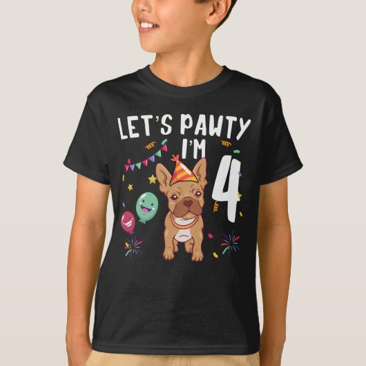 T-shirt Pawty, j'ai 4 ans (Devant)