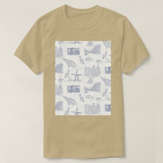 T-shirt Pays-Bas Toille de Jouy motif en Delft Blue i (Design devant)