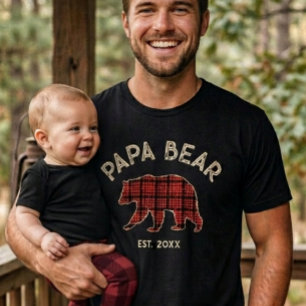 T-shirt Pays Carreaux Papa Ours Père Année de Fondation