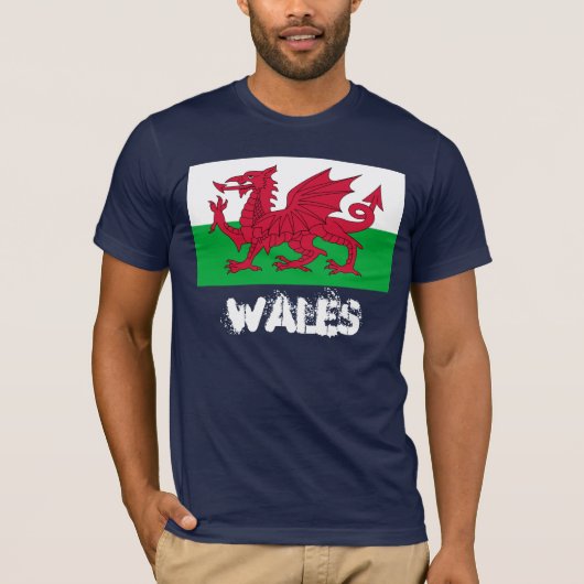 T-shirt Pays de Galles avec drapeau gallois (Devant)