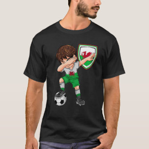 T-shirt Pays de Galles Dabbing Soccer Boy Gallois Drapeau 