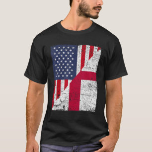 T-shirt Pays Drapeau Design moitié USA moitié Angleterre