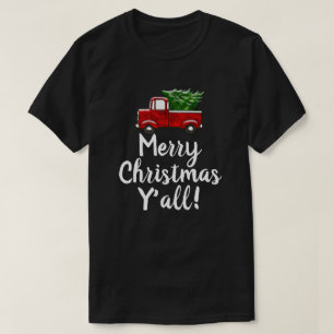 T-shirt Pays drôle rouge de Yall de Joyeux Noël d'arbre