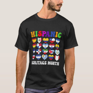 T-shirt Pays Latine Drapeaux Coeur Héritage Hispanique Mon