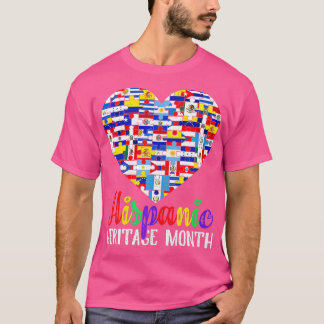 T-shirt Pays Latine Drapeaux Coeur Héritage Hispanique Mon
