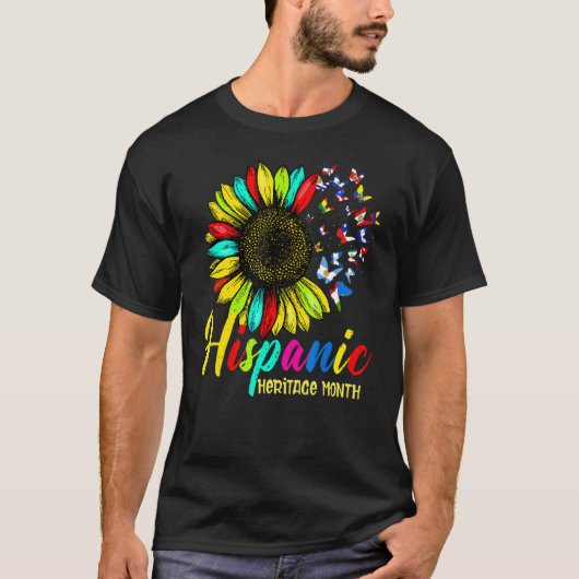 T-shirt Pays Latine Drapeaux Papillon Héritage Hispanique (Devant)