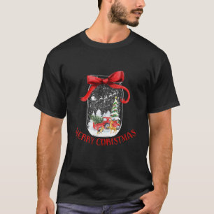 T-shirt Pays Noël Mason Jar Snowglobe Red Ribbon H