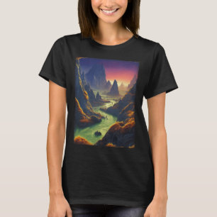 T-shirt Paysage Alien Avec Montagnes Et Cascade