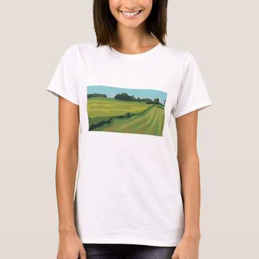 T-shirt Paysage Campagnard Vert (Devant)