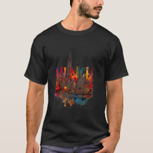 T-shirt Paysage coloré de Munich en aquarelle München Bavi