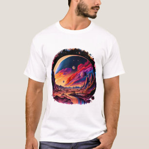 T-shirt Paysage cosmique avec planètes et montagnes