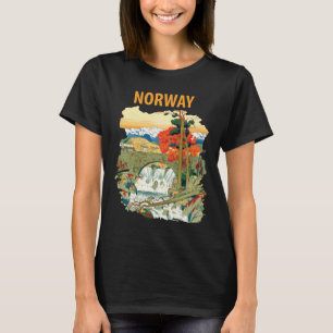 T-shirt Paysage de cascade de fjord norvégien pour voyage