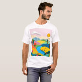 T-shirt Paysage de collage de papier Abstrait (Devant entier)