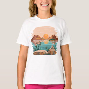 T-shirt Paysage de coucher de soleil au lac de montagne pa
