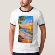Paysage de coucher de soleil sur une plage tropica