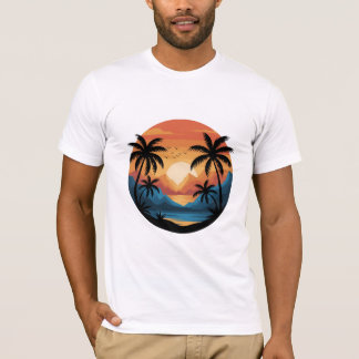 T-shirt Paysage de coucher de soleil tropical avec des pal