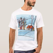 T-shirt Paysage de la maison d'hiver (Devant)