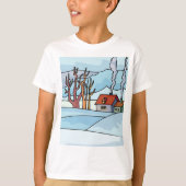 T-shirt Paysage de la maison d'hiver (Devant)
