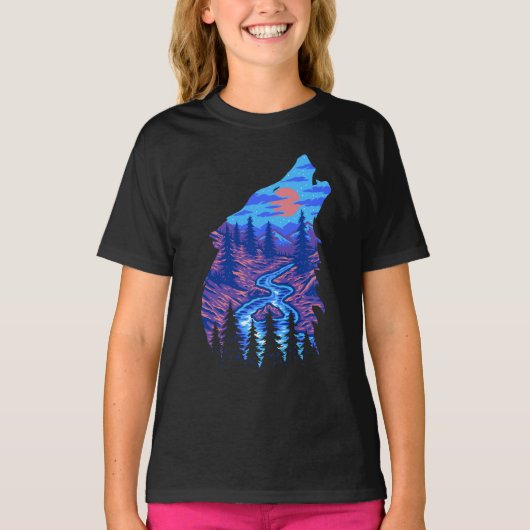 T-shirt Paysage de la rivière Silhouette dans la forêt du (Devant)