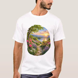 T-shirt Paysage de lac de montagne de jardin paisible