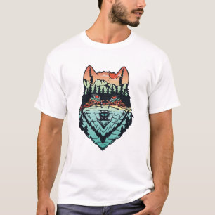 T-shirt Paysage de loup dessiné à la main Art de la nature