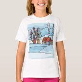 T-shirt Paysage de maison d'hiver (Devant)