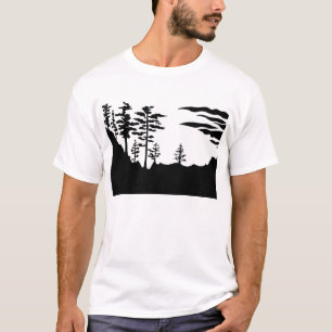 T-shirt Paysage de monochrome de silhouette