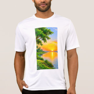 T-shirt Paysage de rivière au lever du soleil