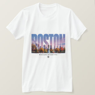 T-shirt Paysage de voyage de l'horizon du port de Boston M