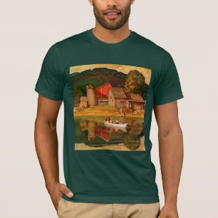 T-shirt Paysage d'étang de ferme par Mead Schaeffer