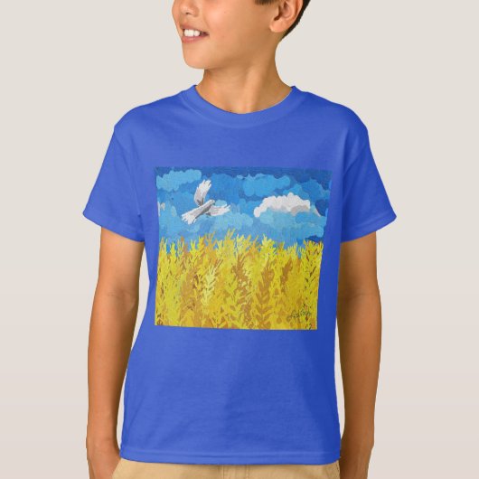 T-shirt Paysage du drapeau ukrainien (Devant)