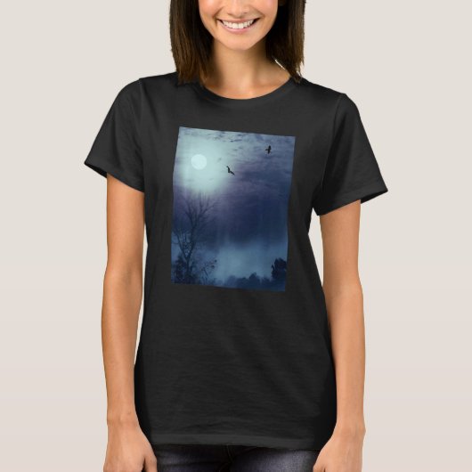 T-shirt Paysage Foggy Nature Pleine Lune Et Chauves-Fats (Devant)