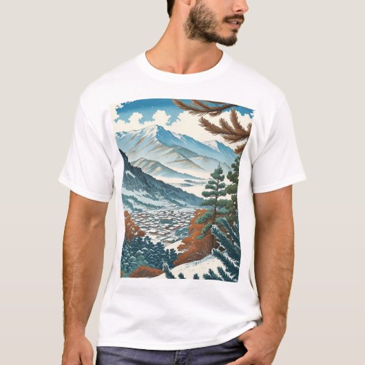 T-shirt Paysage hivernal japonais (Devant)