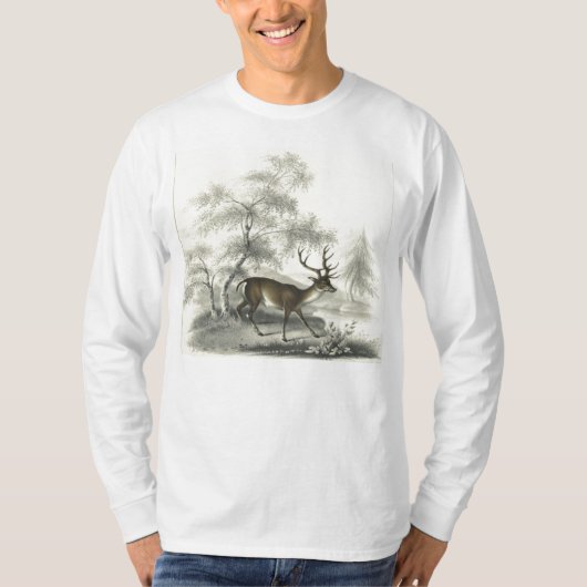 T-shirt Paysage hivernal vintage avec cerf (Devant)