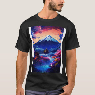 T-shirt Paysage japonais Mont Fuji Cerry Blossom Cyber