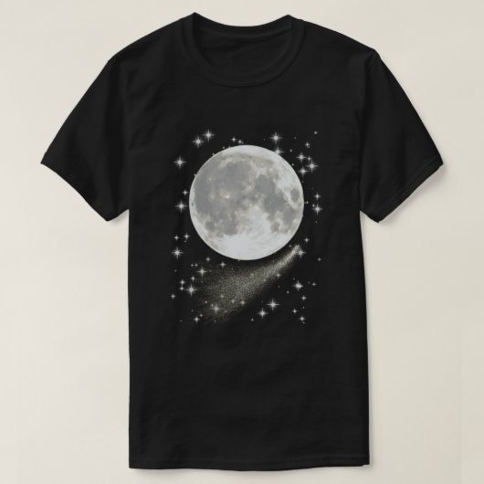 T-shirt Paysage lunaire avec Pleine lune, étoiles et comèt (Design devant)