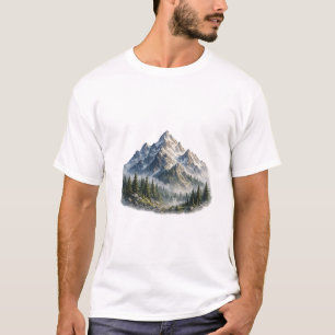T-shirt Paysage majestueux de montagne et de forêt à l'aqu