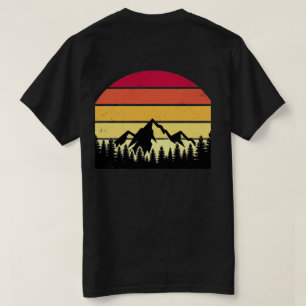 T-shirt Paysage Montagnard au Coucher du Soleil Rétro   Na