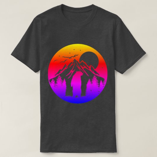 T-shirt Paysage Montagneux Vibrant Avec Ours (Design devant)
