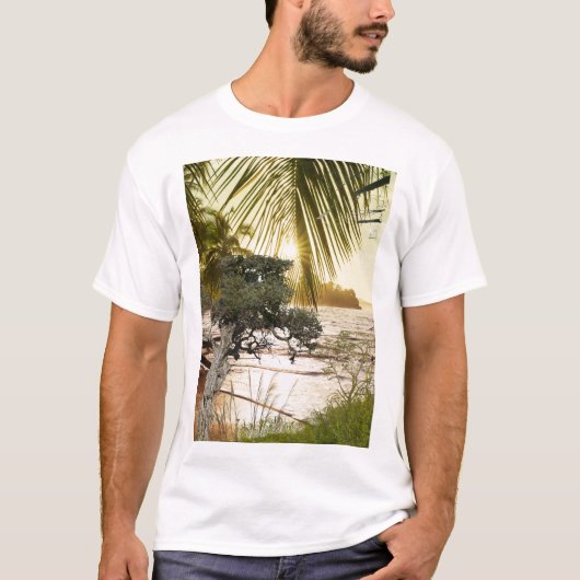 T-shirt Paysage naturel avec arbres, eau et lumière du sol (Devant)